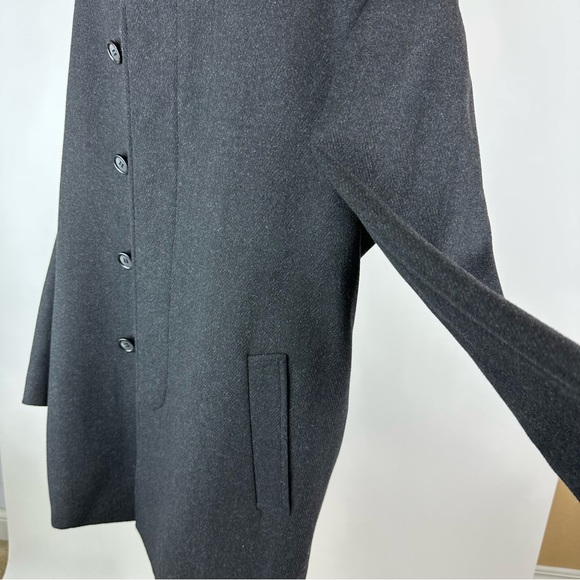 Chaps Wool Blend Charcoal Gray Herringbone Over Coat Size 42 Regular - Picture 5 of 10
